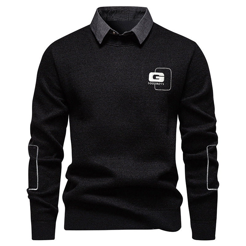 Herren Pullover Eleganter Kragen Strickmuster Modern
