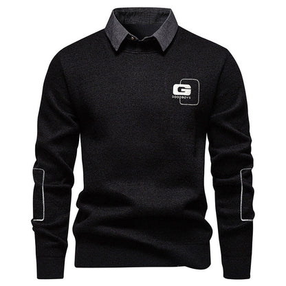 Herren Pullover Eleganter Kragen Strickmuster Modern