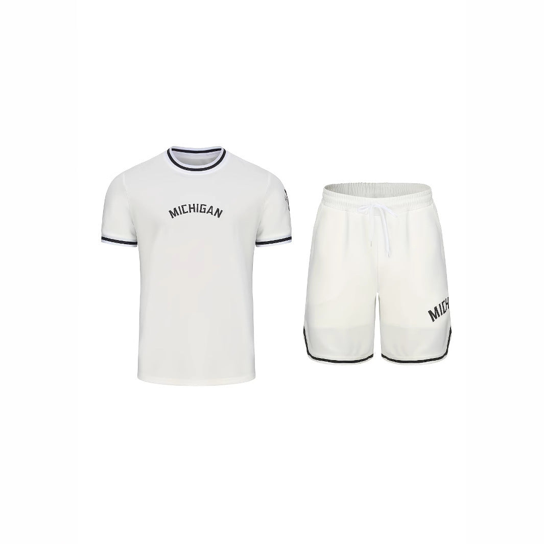Herren Sportset T-Shirt und Shorts Grau Sportlich