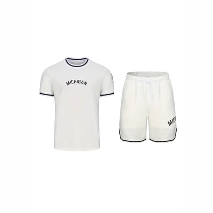 Herren Sportset T-Shirt und Shorts Grau Sportlich