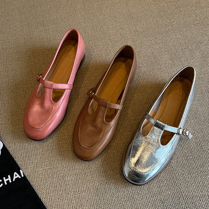 Damen Ballerinas Elegante Glänzende Schuhe mit Riemchen