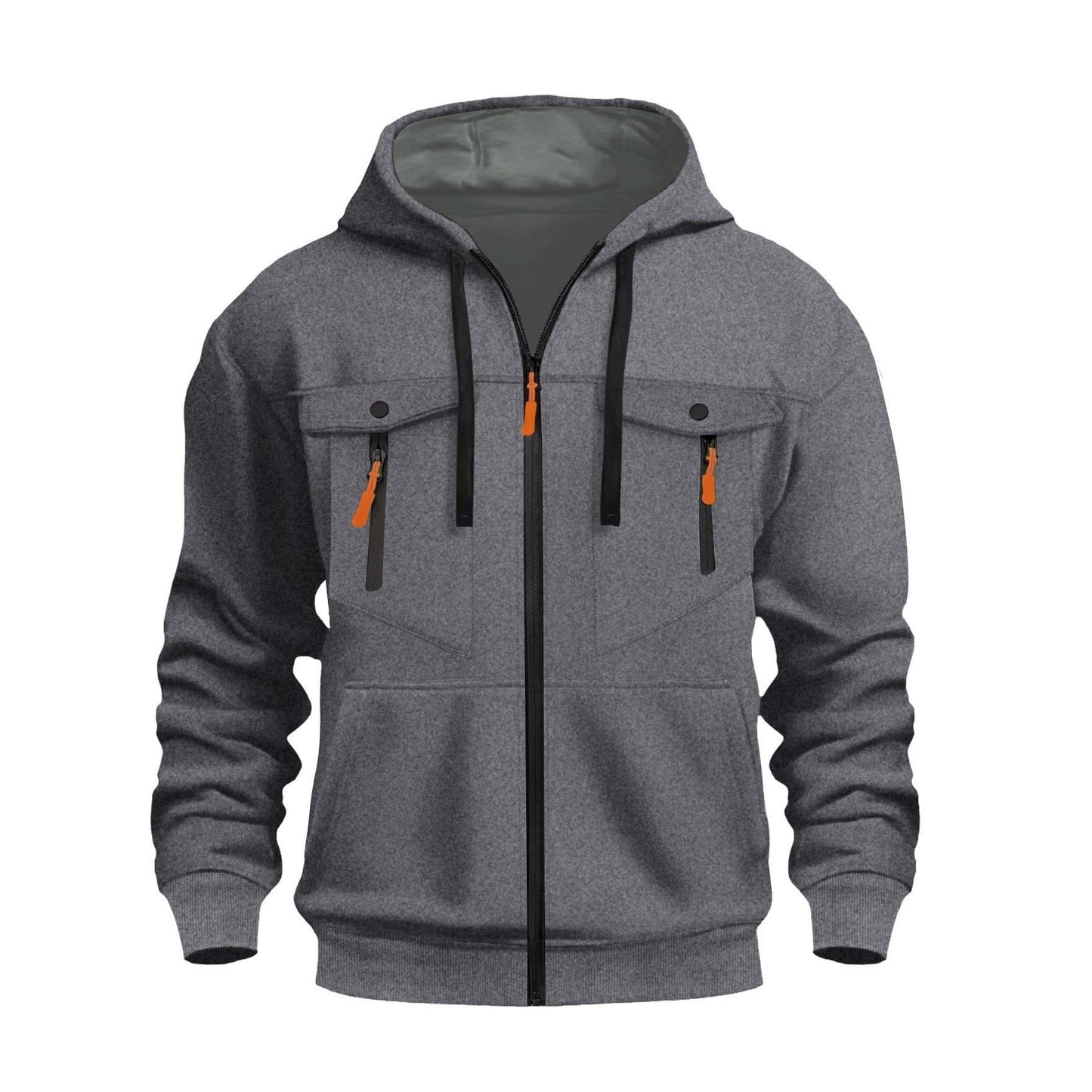 Herren Kapuzenjacke Funktionell Reißverschluss Taschen Outdoor