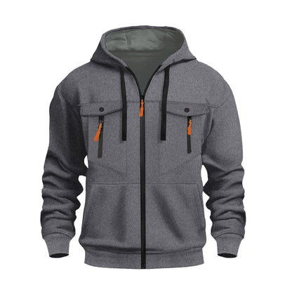 Herren Kapuzenjacke Funktionell Reißverschluss Taschen Outdoor