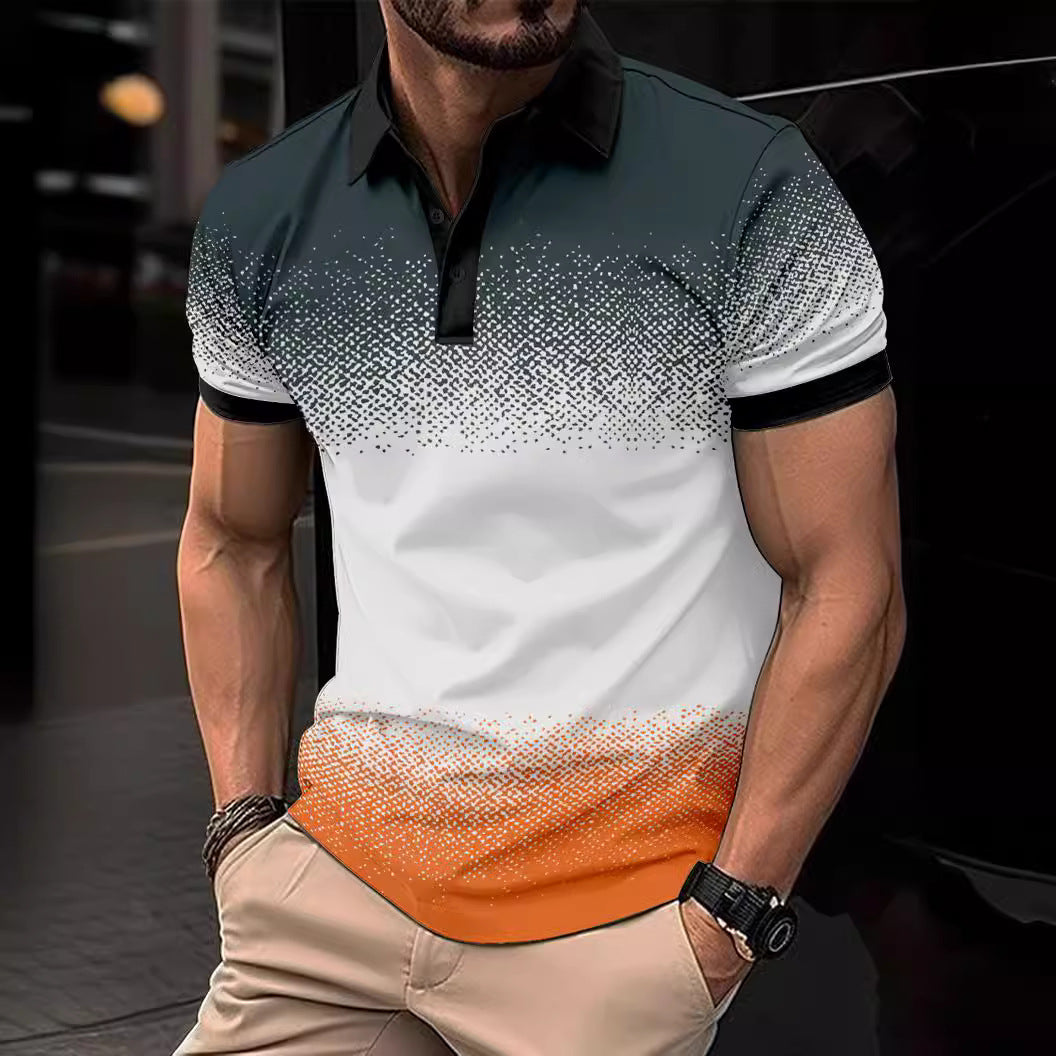 Herren Poloshirt Modern Farbverlauf Kurzer Kragen