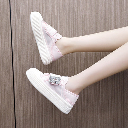 Damen Sneaker Slip-On Schuhe Elegant Schnalle