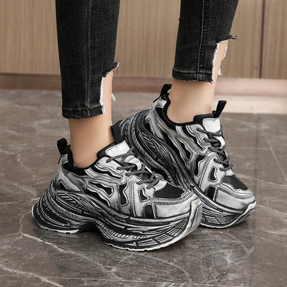 Damen Sneaker Chunky Weite Passform Bequem Elastisch
