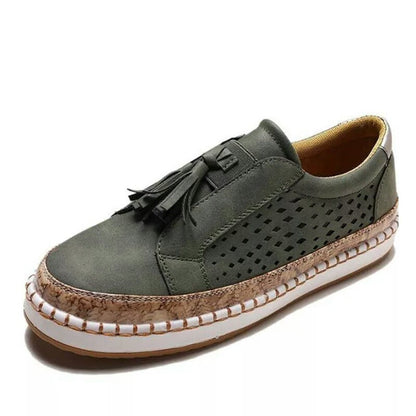 Damen Sneaker perforiert Dekorativ Quasten Modisch