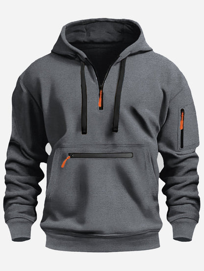 Herren Kapuzenpullover Modern mit Reißverschluss Taschen
