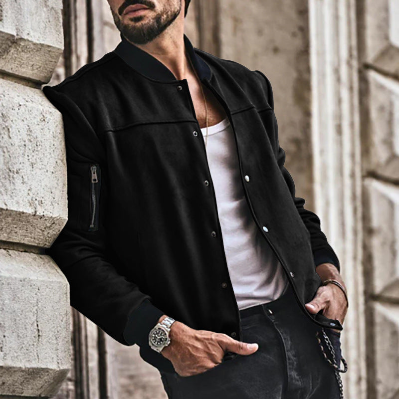 Herren Sportjacke College Style Reißverschlusstaschen Modern
