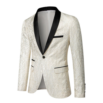 Herren Blazer Smoking Elegant Blumenmuster schwarz