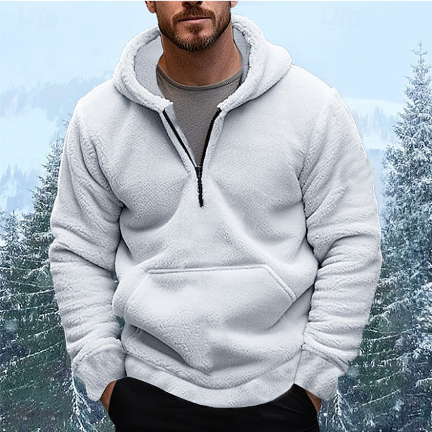 Herren Fleece Pullover Warm mit Kängurutasche Sportlich