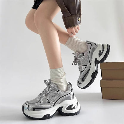 Damen Sneaker Sportlich Chunky Laufschuhe mit Dämpfung