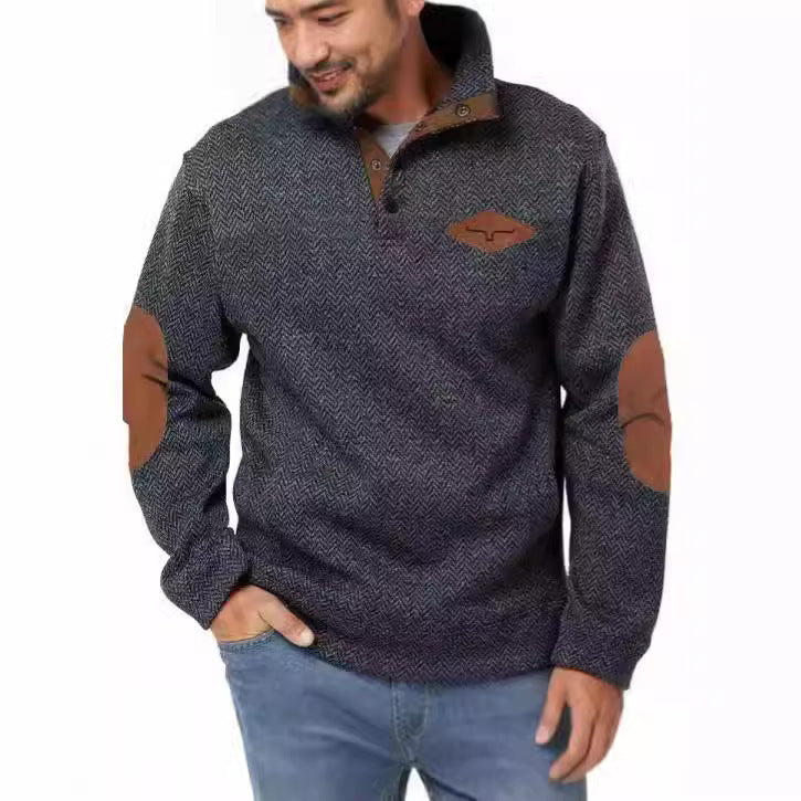 Herren Pullover Baumwolle Strukturiert Kragen Modern