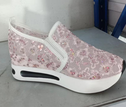 Damen Sneaker Spitze Elegant Bequem Schuhe