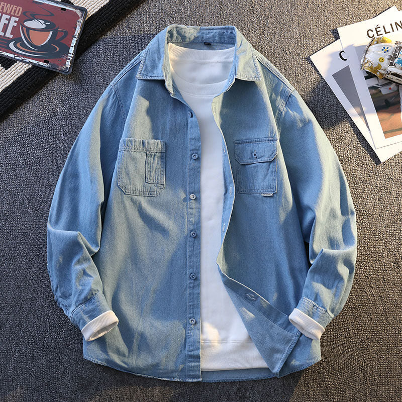 Herren Denim Hemdjacke Lässig mit Brusttaschen Modern - BerlinGlamour