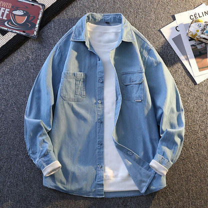 Herren Denim Hemdjacke Lässig mit Brusttaschen Modern - BerlinGlamour