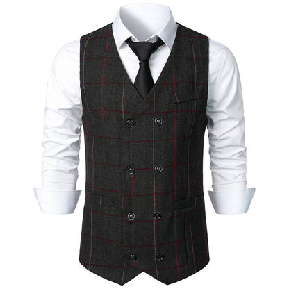 Herren elegante Karoweste mit doppelter Knopfleiste und klassischem Karo-Muster BerlinGlamour
