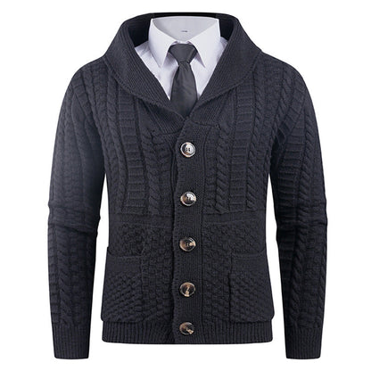 Herren Strickjacke Modern Schalkragen Knöpfe Elegант