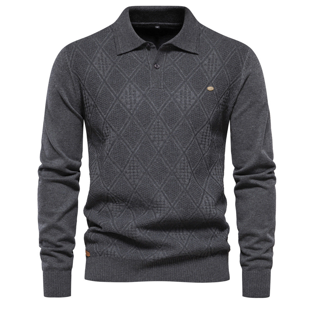 Herren Polo Pullover Strukturiert Klassisch Modern