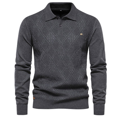 Herren Polo Pullover Strukturiert Klassisch Modern
