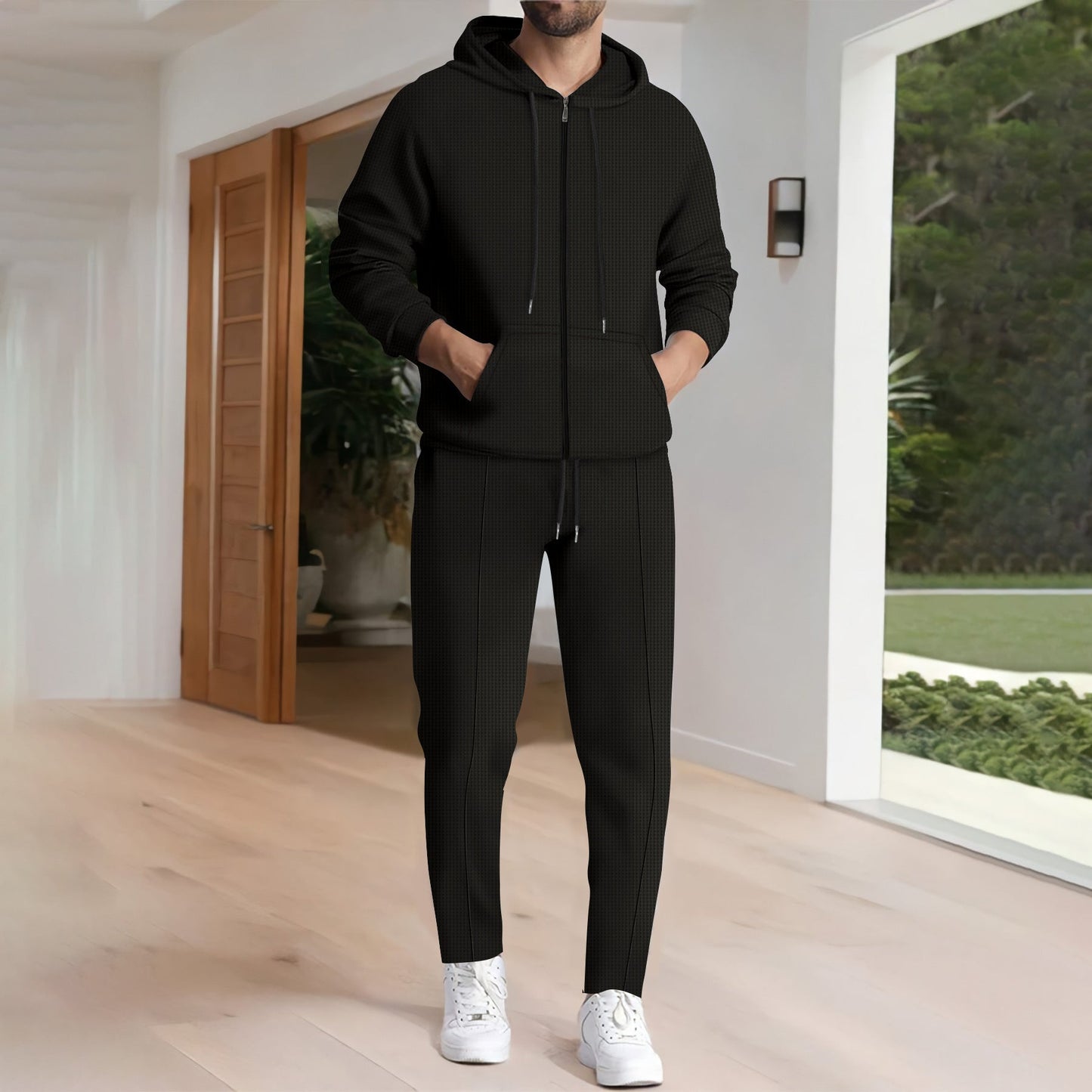 Herren Sportanzug Hoodie Jogger Set Modern mit Taschen