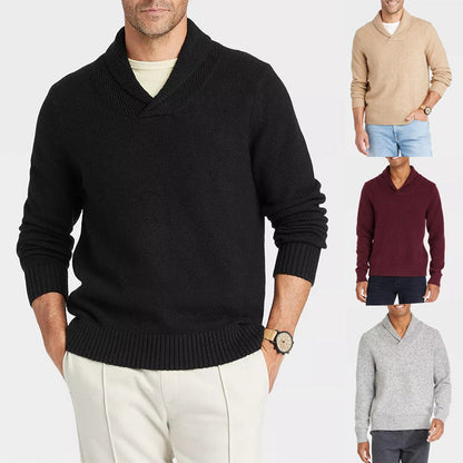 Herren Pullover Schalkragen Rippmuster Modern - BerlinGlamour