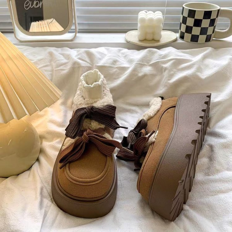Damen Mokassins Flauschig Warm mit Riemendesign