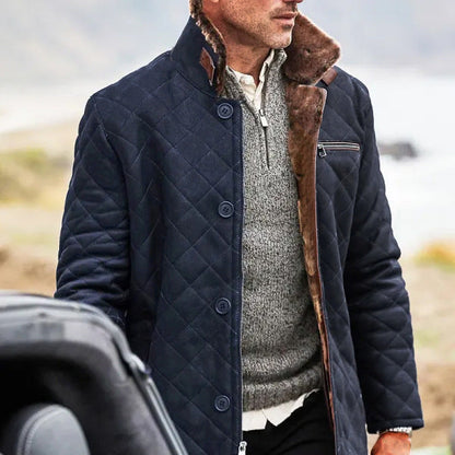 Herren Langmantel Teddyfell Kragen Warm Winter - BerlinGlamour