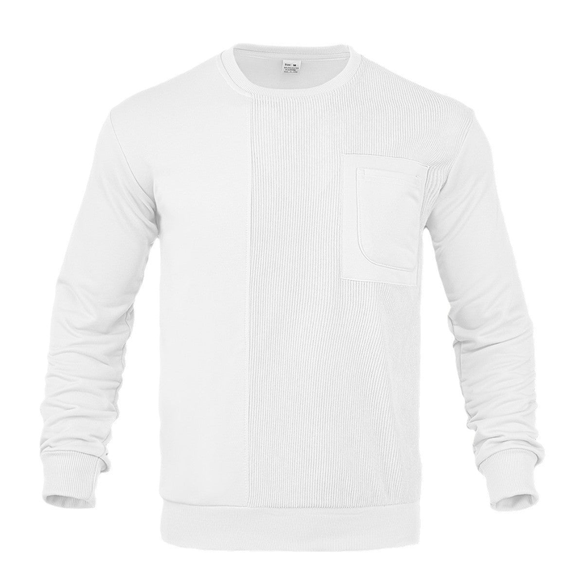 Herren Sweatshirt Crewneck Strukturiert mit Brusttasche Modern