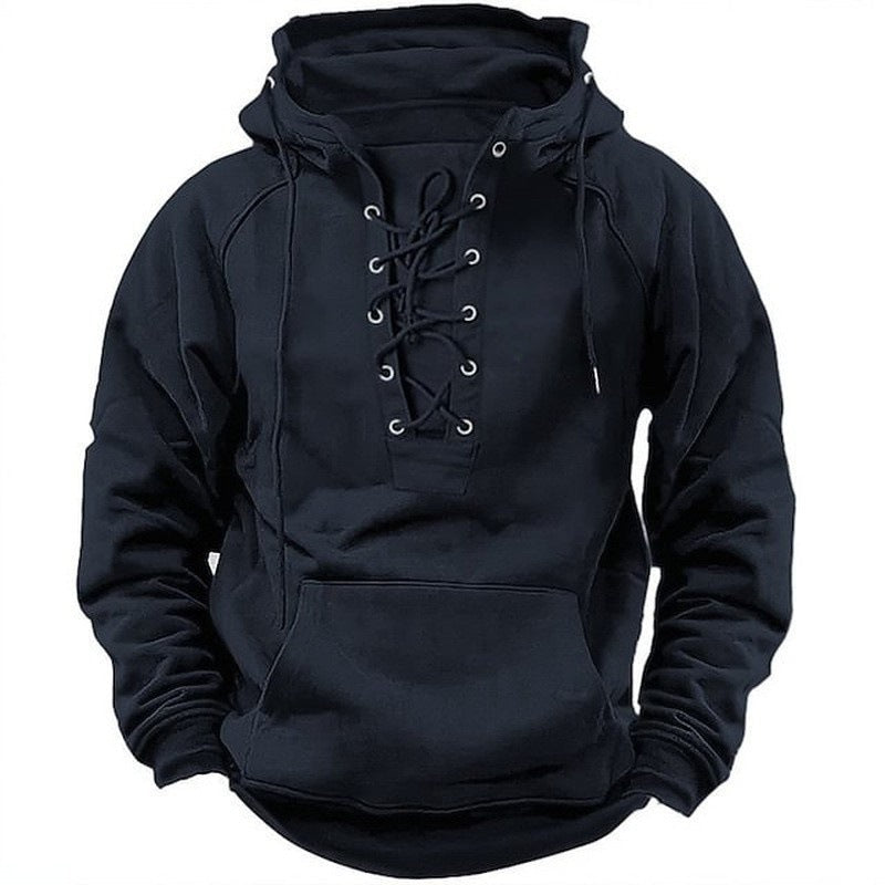 Herren Kapuzenpullover Trendy Schnürung Urban Style