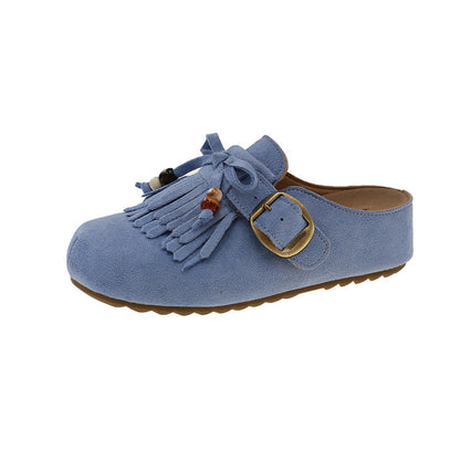 Damen Clogs Elegante Fransen Schnalle Modisch