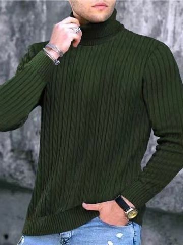 Herren Rollkragenpullover Strickmuster Grobstrick Modern - BerlinGlamour
