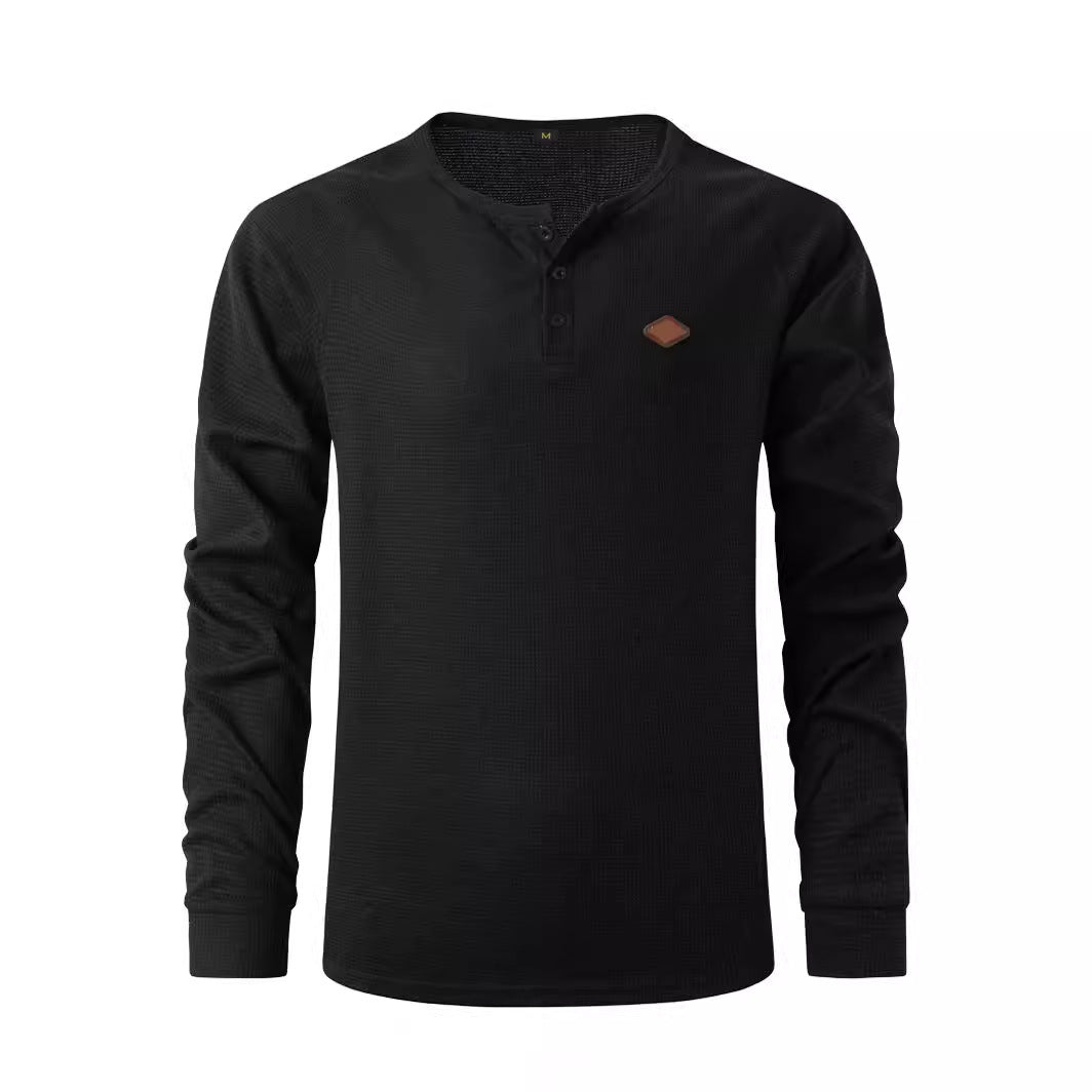 Herren Langarmshirt Strukturiert Knopfdetails Modern