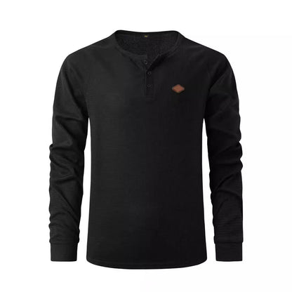Herren Langarmshirt Strukturiert Knopfdetails Modern