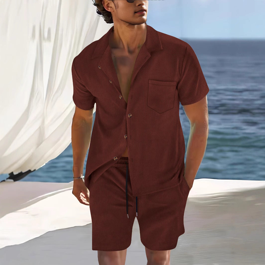 Herren Kurzarmhemd Sommerleicht mit passenden Shorts