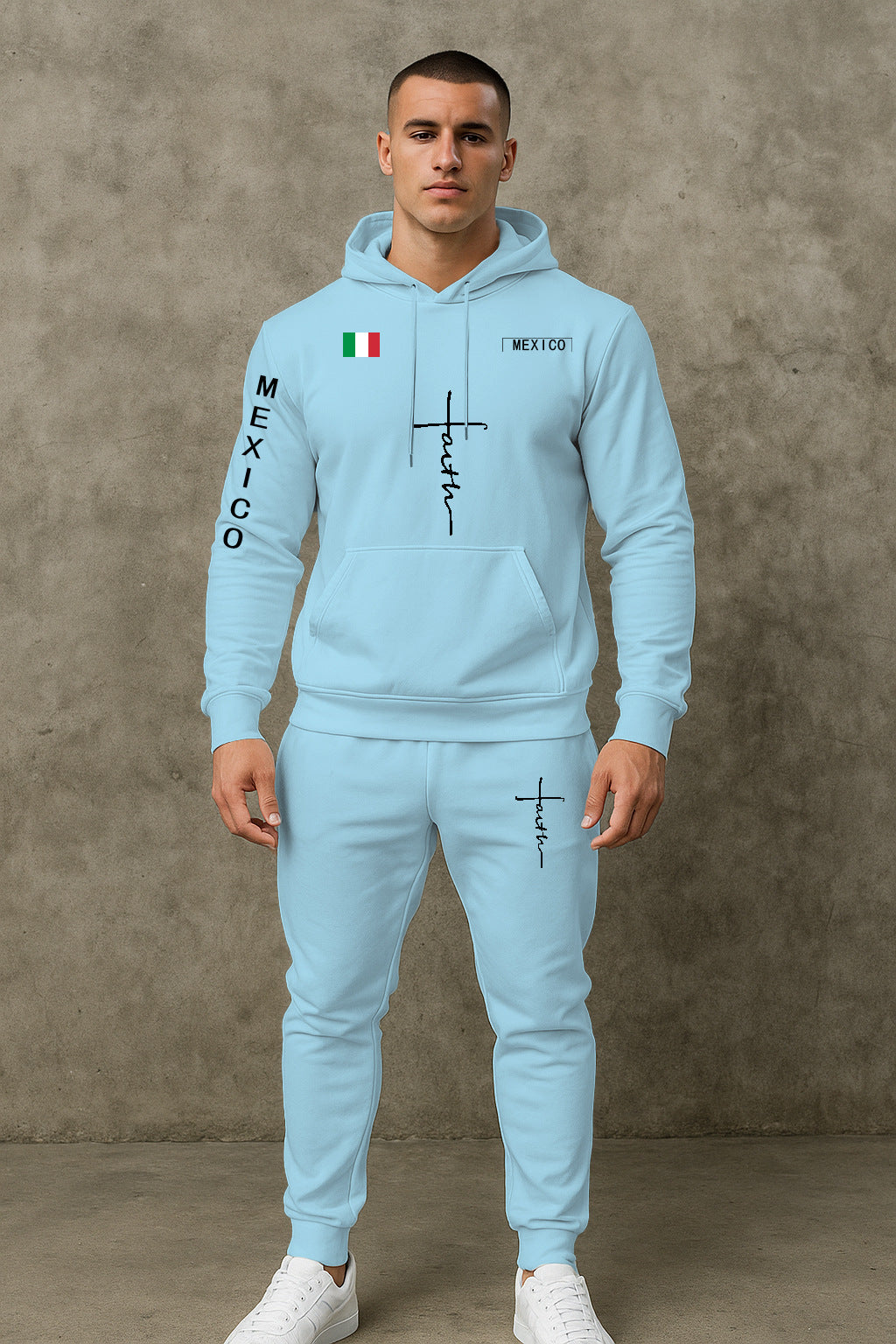 Herren Sportanzug Hoodie Jogginghose Set Grau Sportlich
