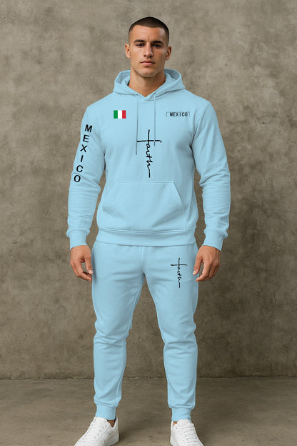 Herren Sportanzug Hoodie Jogginghose Set Grau Sportlich