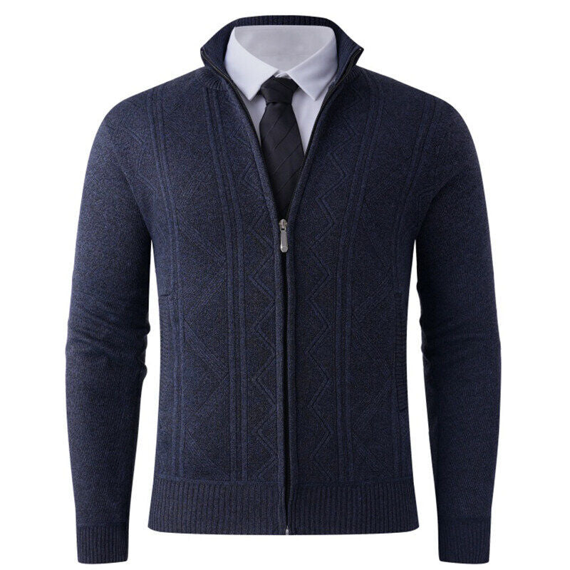 Herren Strickjacke Modern Elegant mit Reißverschluss