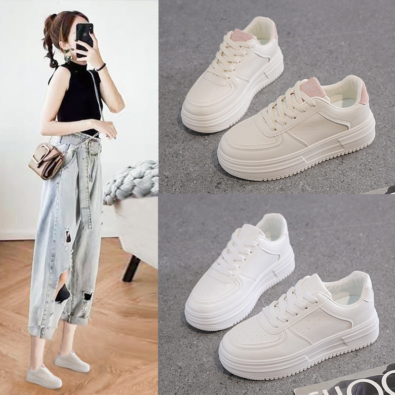 Damen Plateau Sneaker Elegant Komfortabel Weiße Sneakers