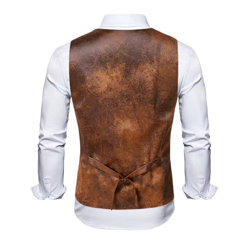 Männer Lederweste Stylisch mit Taschen Modern