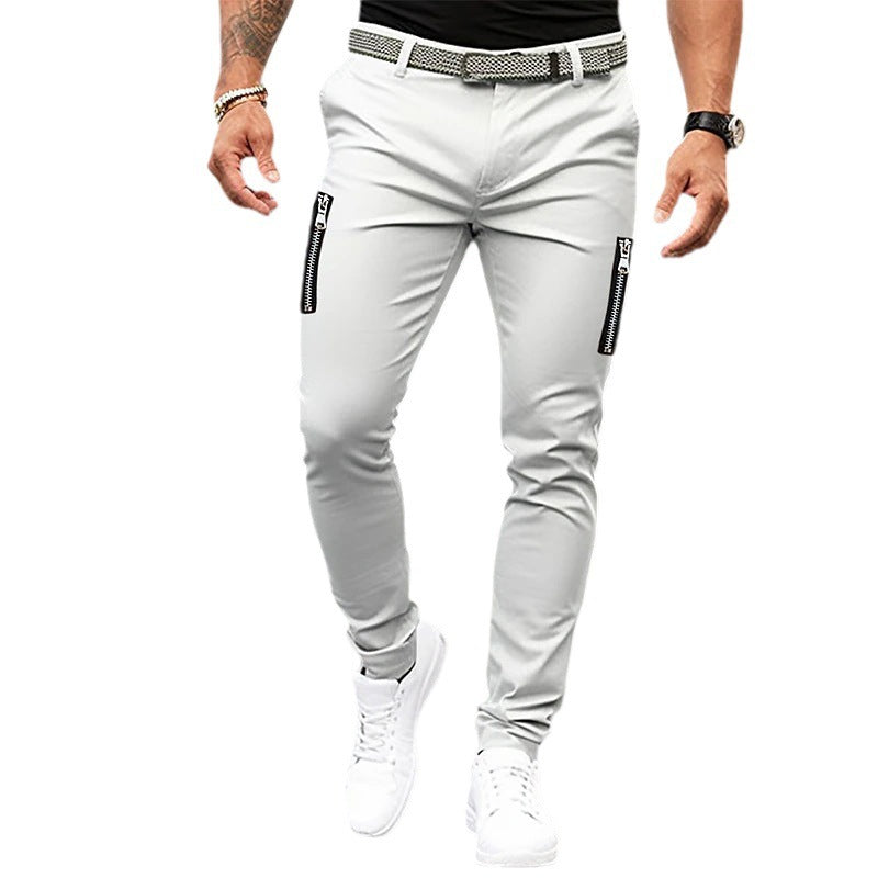 Herren Slimfit Jeanshose mit Reißverschluss Taschen Modern