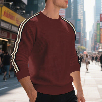 Herren Pullover Struktur Modern mit Kontraststreifen