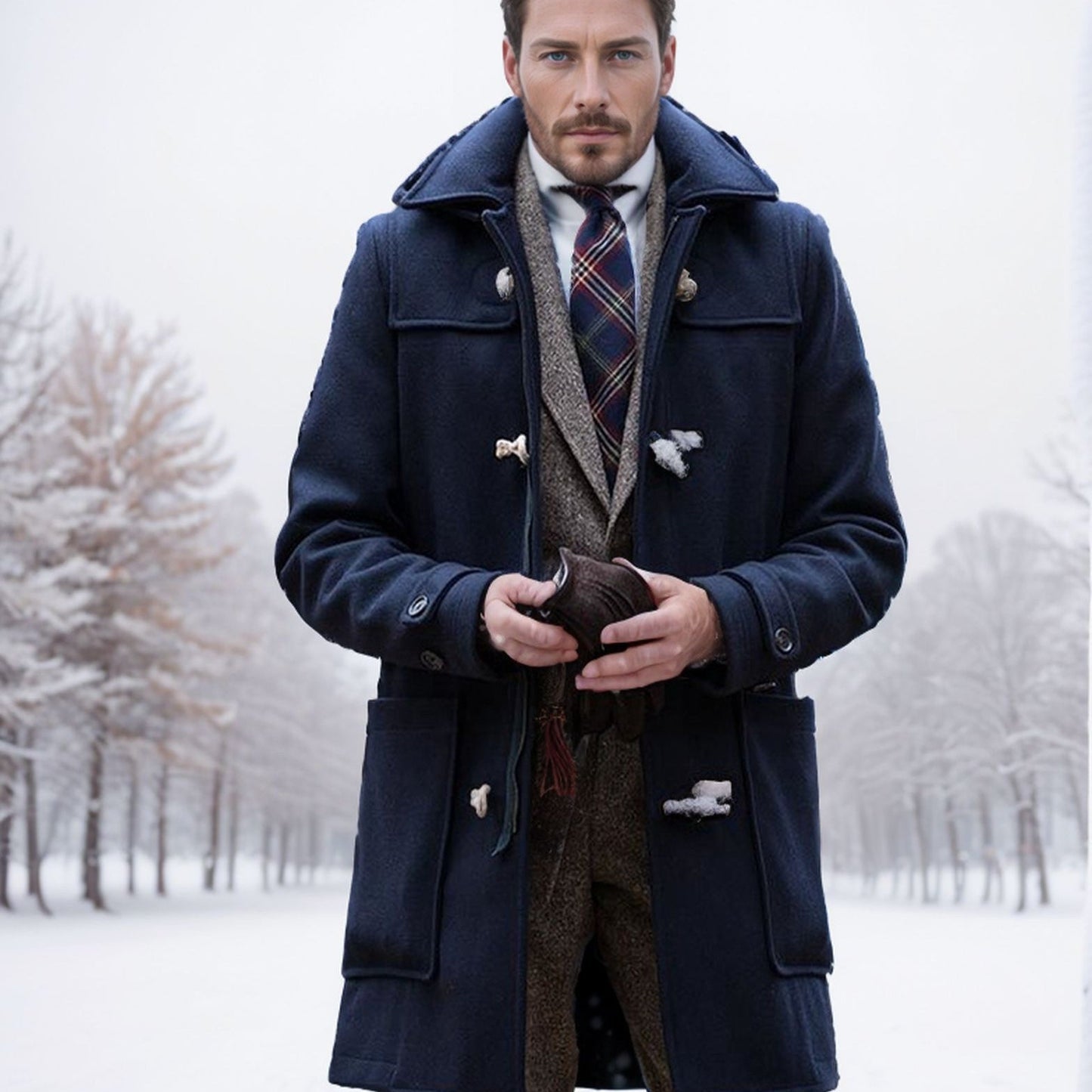 Herren Dufflecoat Stilvoll Knöpfe Elegante Winterjacke - BerlinGlamour