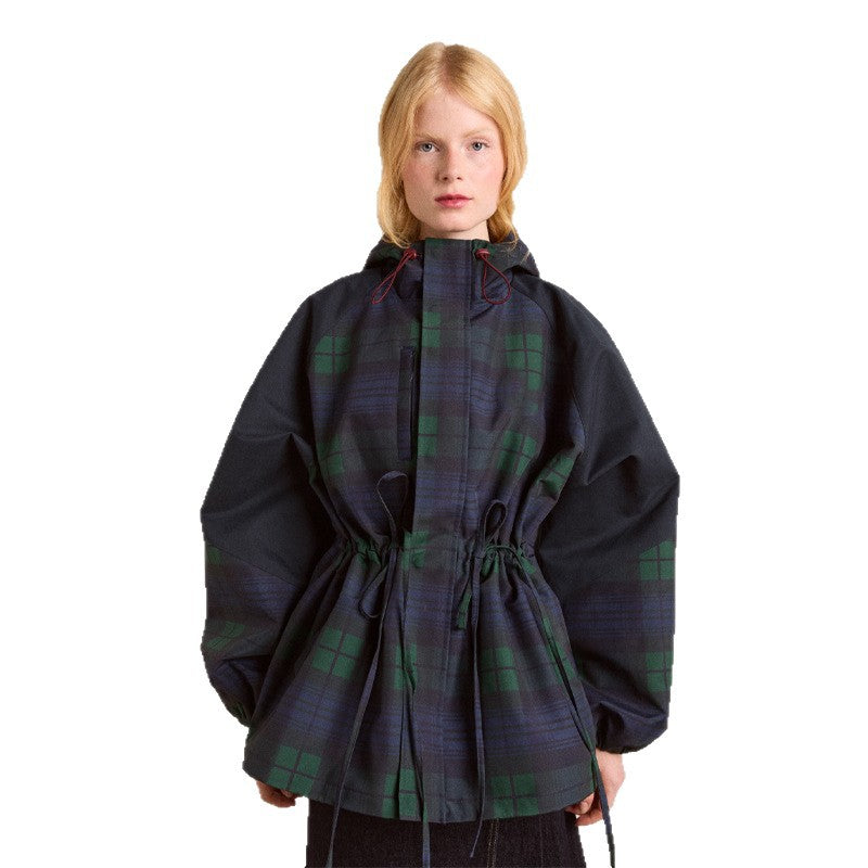 Damen Oversized Jacke Karo Lässig Mit Taschen