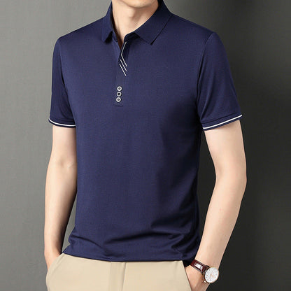 Herren Polohemd Modern Knopfleiste Kontrastdetails