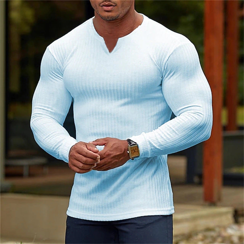 Herren Langarmshirt V-Ausschnitt Modern Style