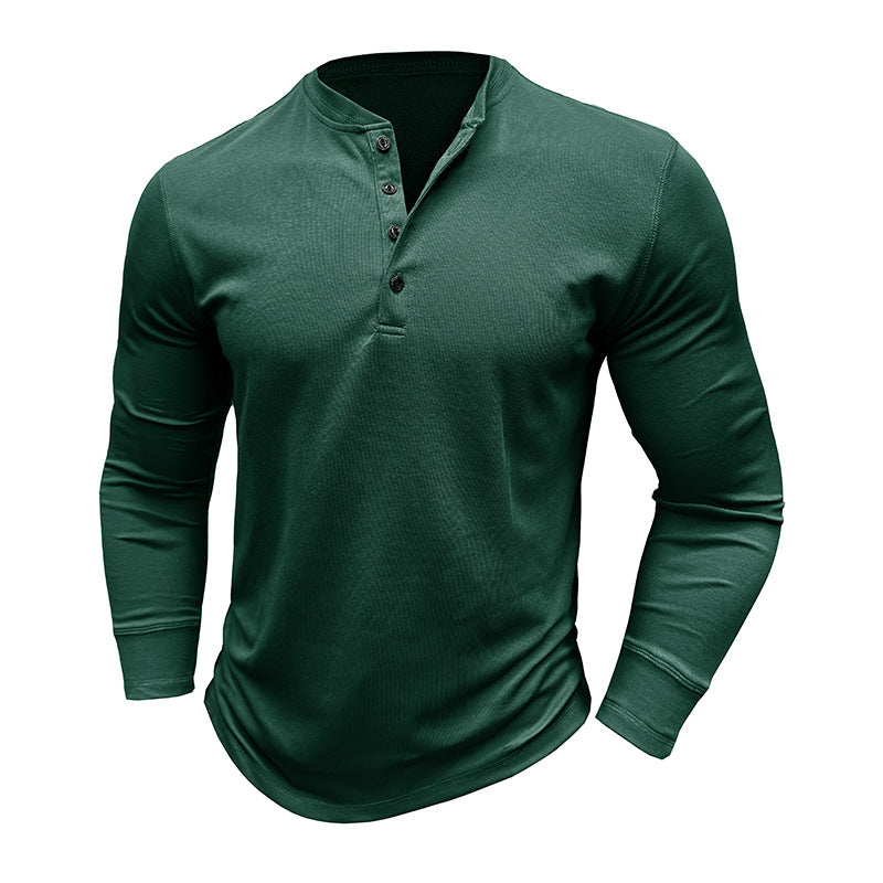 Herren Langarmshirt Modern Knopfleiste Slimfit