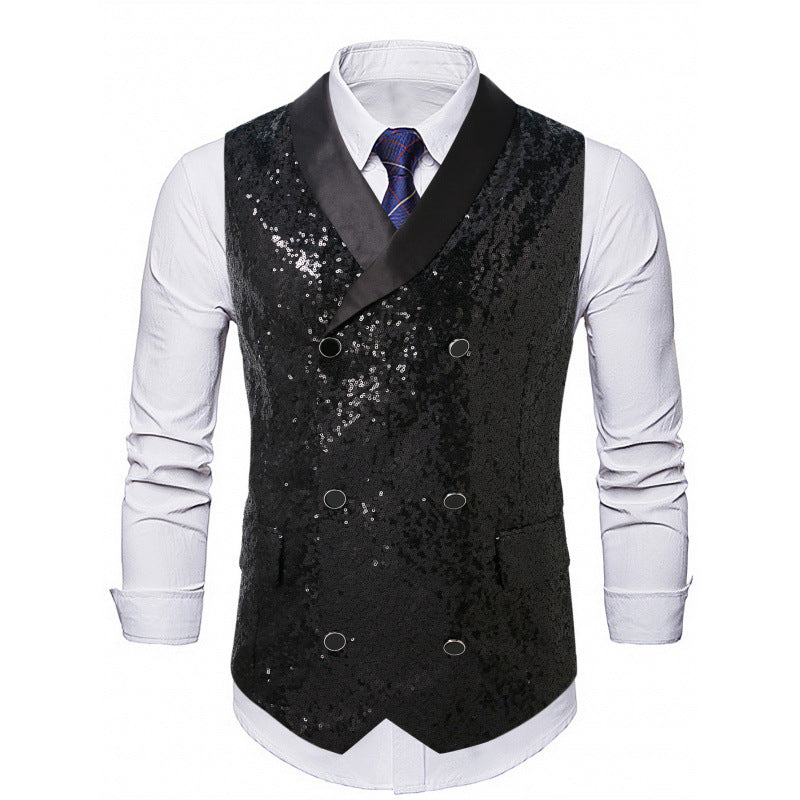 Herren Pailletten Vest Glamour Partyjacke Berlin Style