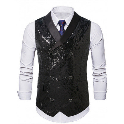Herren Pailletten Vest Glamour Partyjacke Berlin Style