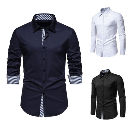 Herren Langarmhemd Elegantes Streifen Hemd Modern